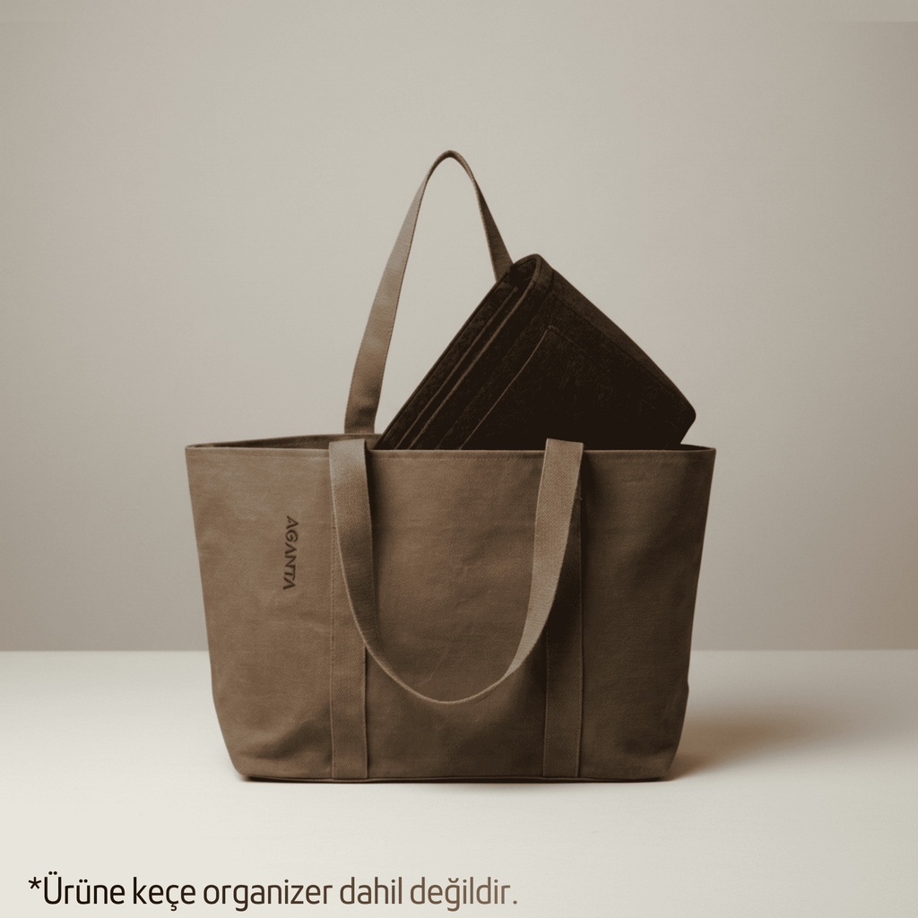 ERA Oversized Waxed Canvas Tote – Kahverengi