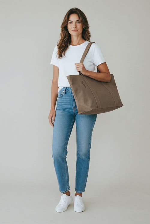 ERA Oversized Waxed Canvas Tote – Kahverengi